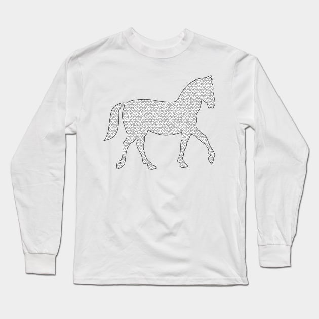 Horse - geometric pattern - gray and white. Long Sleeve T-Shirt by kerens